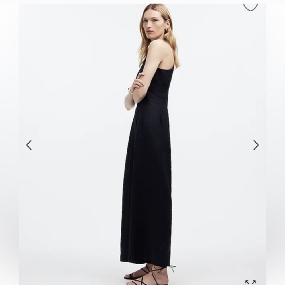 NWT Madewell Seamed Wide-Leg Sleeveless Linen Jumpsuit Black - 8 - Picture 6 of 12
